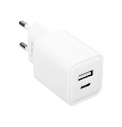 Сетевое зарядное устройство VLP G-Charge USB-C + USB-A PD 30W GaN, белое