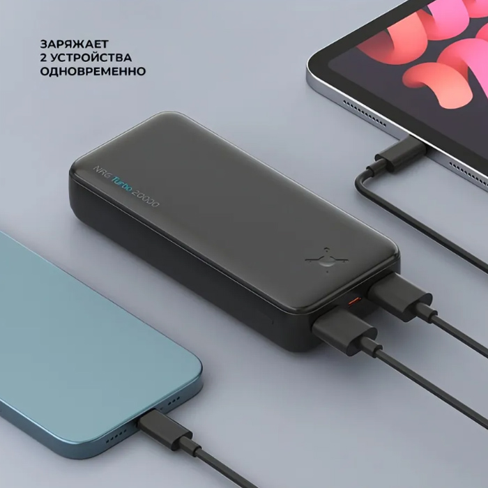 Внешний аккумулятор Deppa NRG Power 20000 mAh [2xUSB/1 Type-C ]10 Вт, чёрный