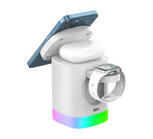 Беспроводная зарядная станция Deppa Magsafe 20W Tower Station 3 in 1, белая