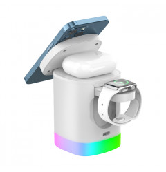 Беспроводная зарядная станция Deppa Magsafe 20W Tower Station 3 in 1, белая