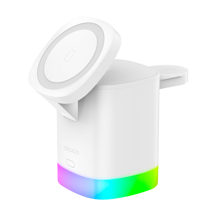 Беспроводная зарядная станция Deppa Magsafe 20W Tower Station 3 in 1, белая