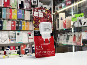 Сетевое зарядное устройство HOCO CS51A 2 USB-A (2.4A) 12W, белое
