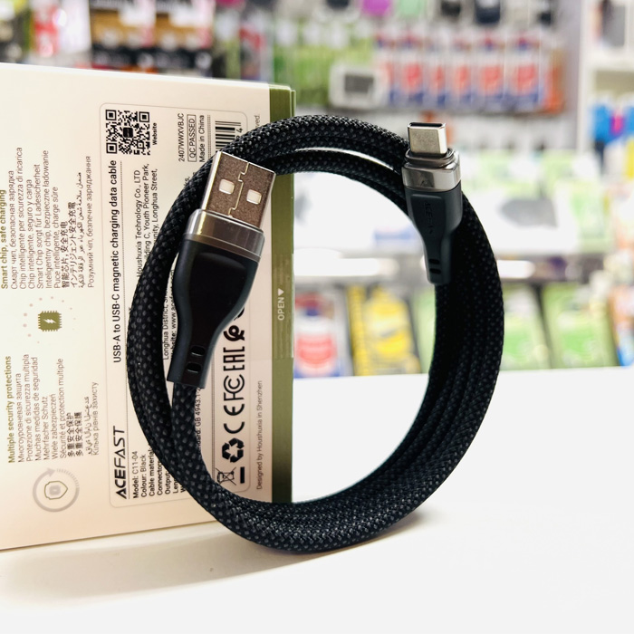 Магнитный кабель Acefast C11-04 USB Type-C 1.2 метра из нейлоновой оплётки Магнитный кабель Acefast C11-04 USB Type-C 1.2 метра из нейлоновой оплётки